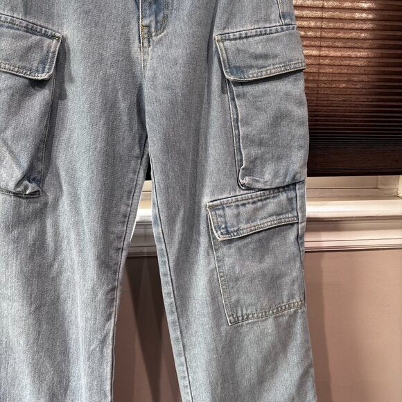 Pretty Little Thing Petite US SZ: 6 Blue Denim Cargo pants - Picture 10 of 13